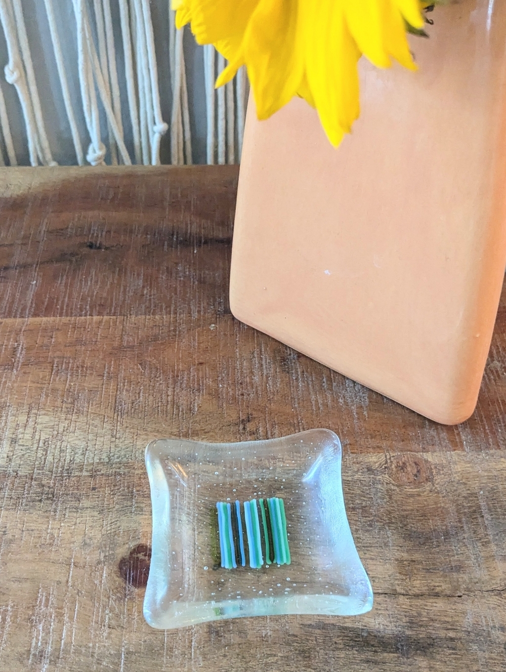 Handmade Artisan Fused Glass Square Mini Dish